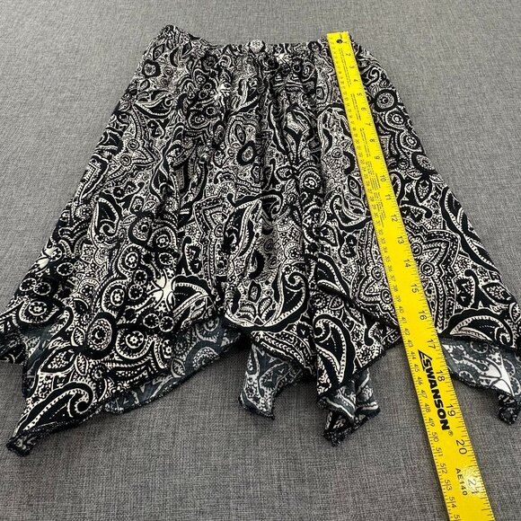 Abercrombie & Fitch Asymmetrical Skirt Black & White Medium Viscose Boho Elastic - Picture 4 of 11